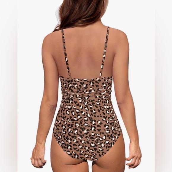 Leopard Print Wrap One Piece Swimsuit - XL - Picture 3 of 4